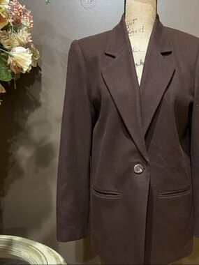 Sag Harbor Dark Brown Single-Button Tailored Blazer Size 18